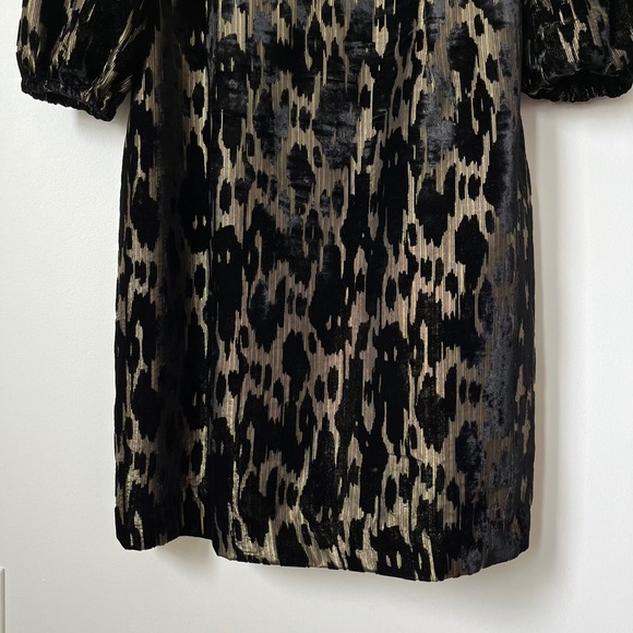 Tuckernuck Pomander Place Black Velvet Gold Metallic Burnout Midi Dress 14 Party - Picture 3 of 12